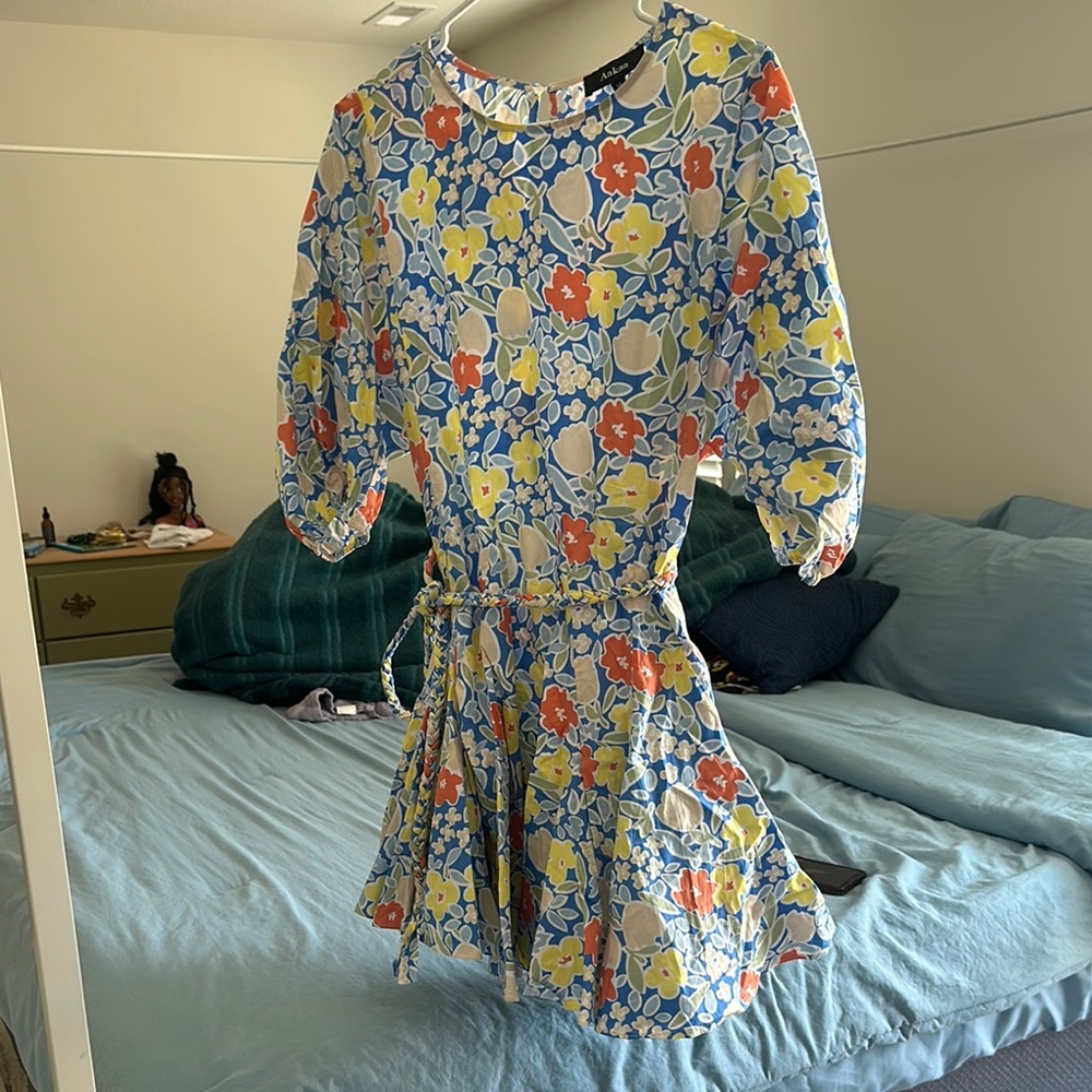 Floral Print Dress with Belt